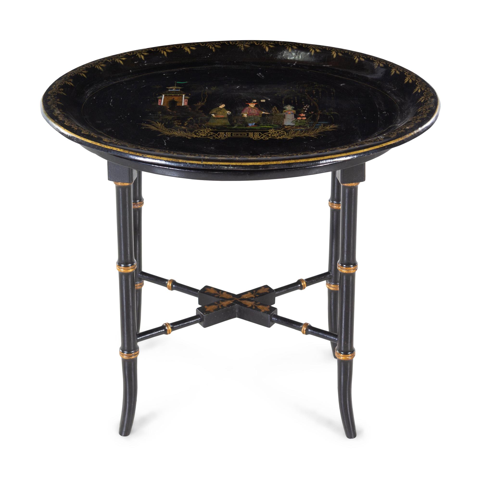 A Victorian Chinoiserie-Decorated Tole Tray — 19TH CENTURY