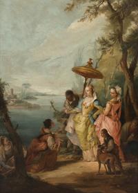 Laban Looking for the Idols Hidden by Rachel; The Finding of Moses , c. 1740 (a pair)