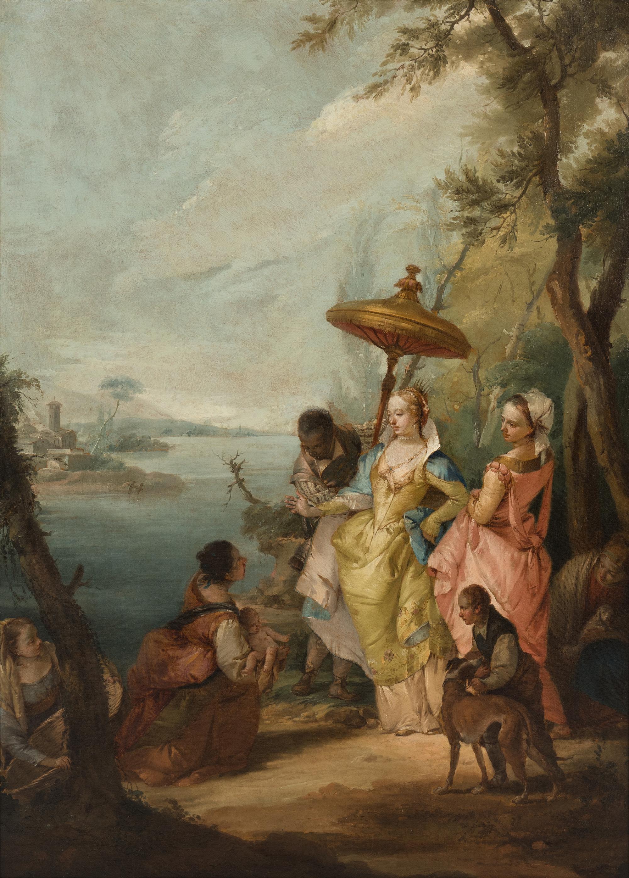 Laban Looking for the Idols Hidden by Rachel; The Finding of Moses , c. 1740 (a pair)