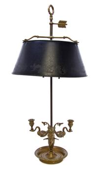 An Empire Style Bronze Bouillotte Lamp, Height overall 28 1/2 inches.