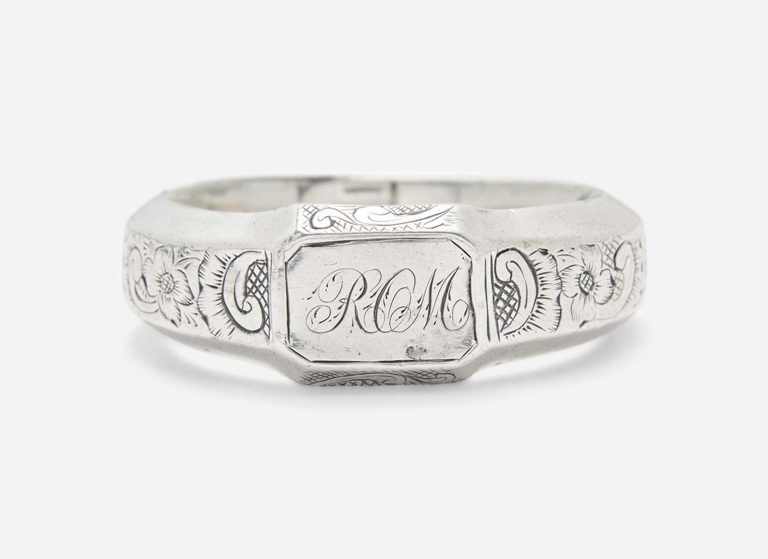 A silver child's bangle / bracelet for Rebecca Ord McMullin (1806-1885), Philadelphia, PA, circa 1810