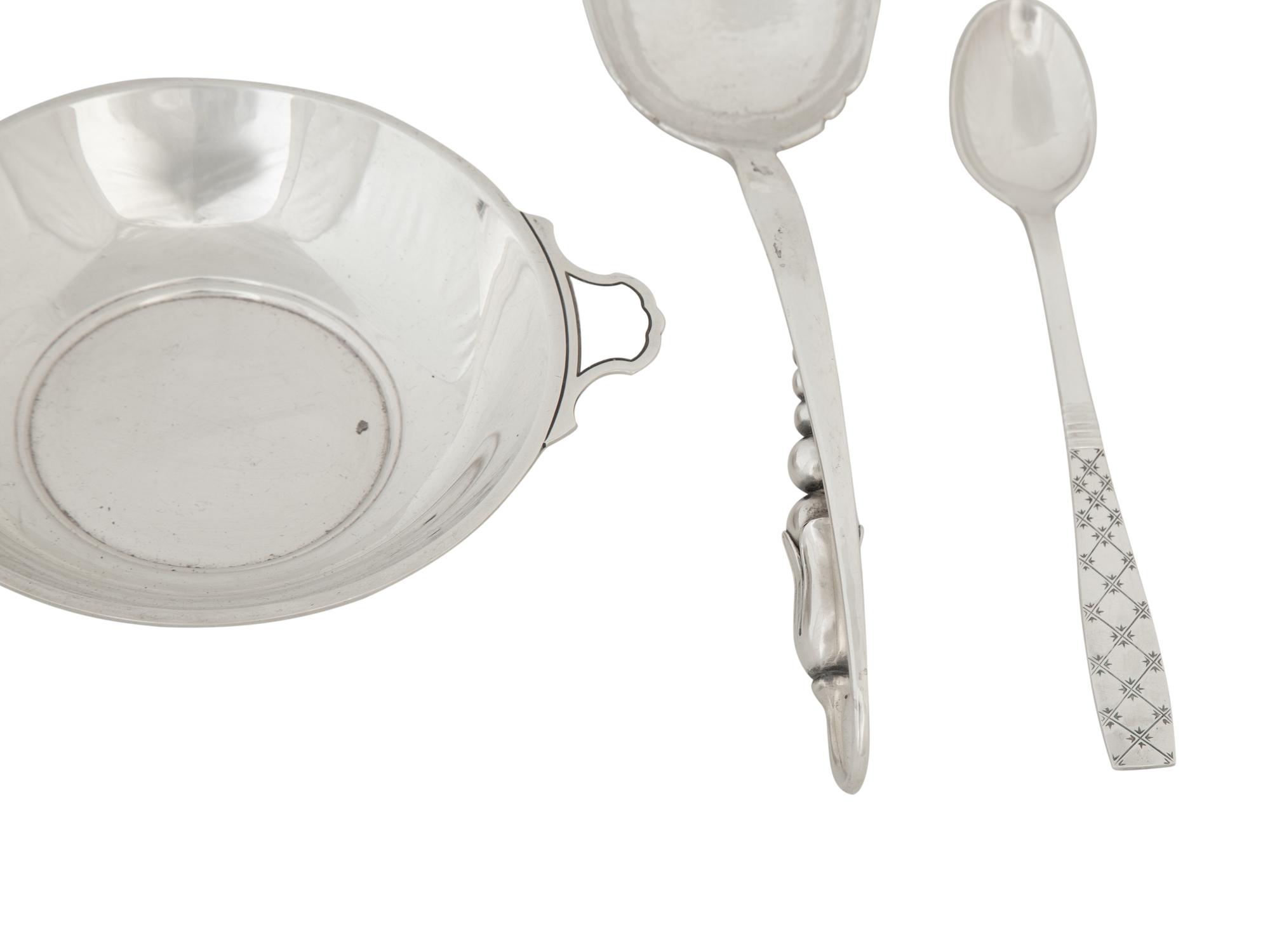 A Group of Danish Silver and a Tiffany and Co. Silver Porringer