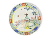 A Famille Verte Porcelain "Meiren" Dish 粉彩美人盤