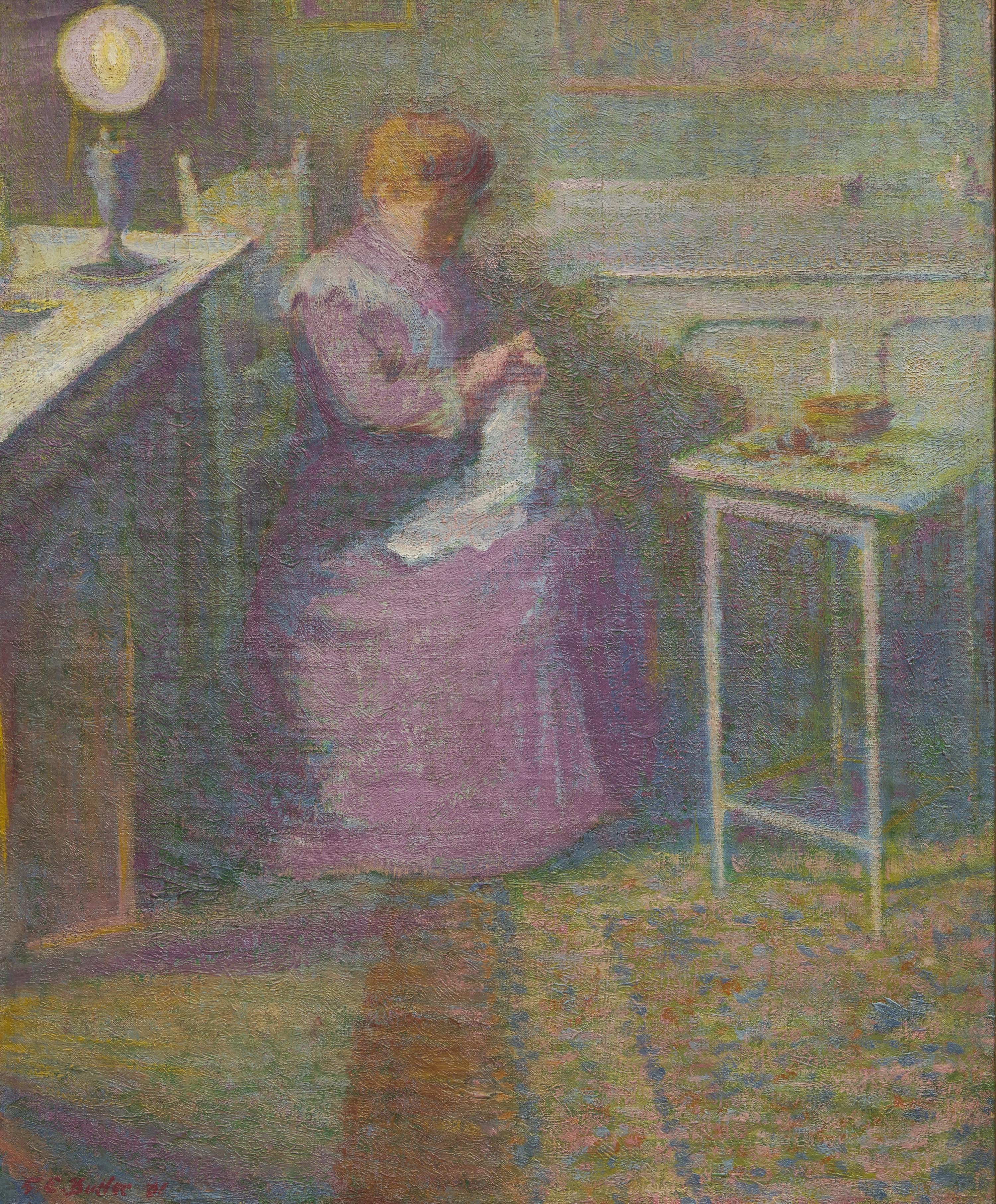 Dining Room in Giverny (Marthe Embroidering) , 1901