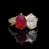 A Fine 18 Karat Yellow Gold, Ruby and Diamond Ring, Tiffany & Co., Circa 1936, 3.50 dwts.