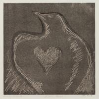Three Works: Full Moon Owl, 2011; Father's Feather, 2010; Black Heart , 2010