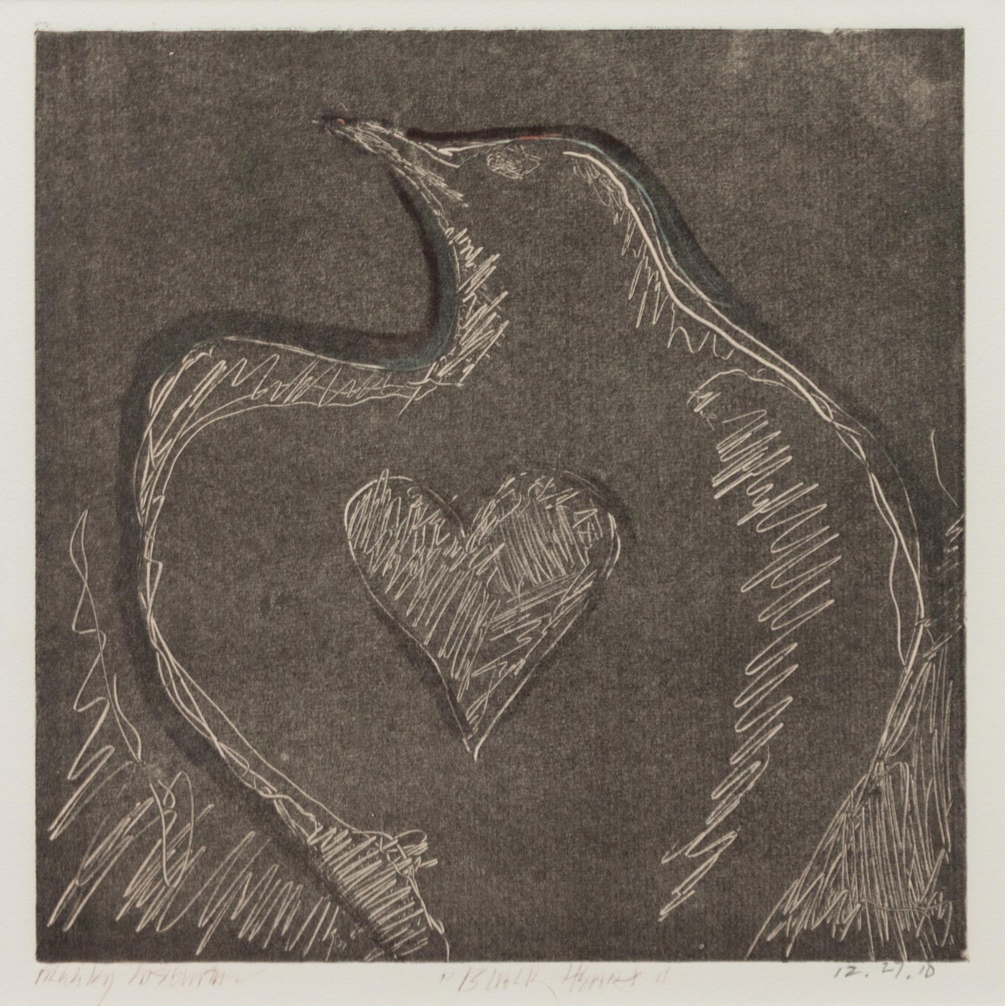 Three Works: Full Moon Owl, 2011; Father's Feather, 2010; Black Heart , 2010