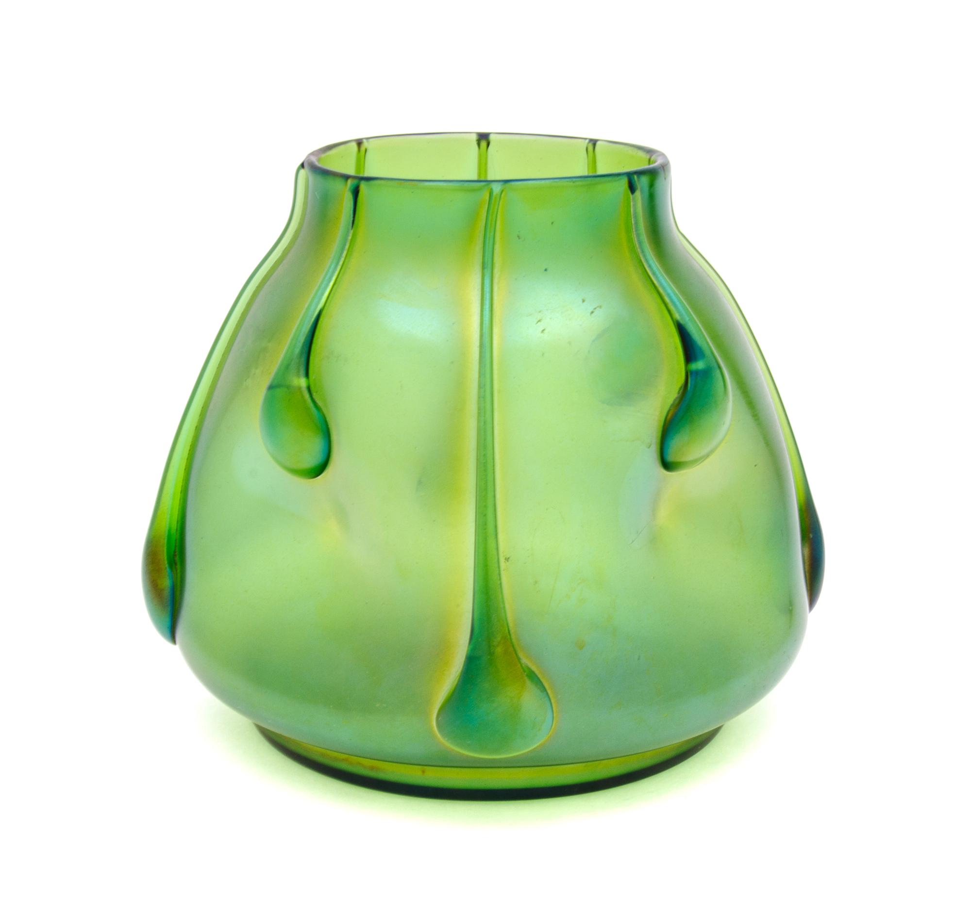 A Loetz Glass Vase Height 6 3/4 inches.