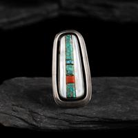 Victor Beck (Diné, 1941-2022) — Silver, Turquoise, and Mother-of-Pearl Ring