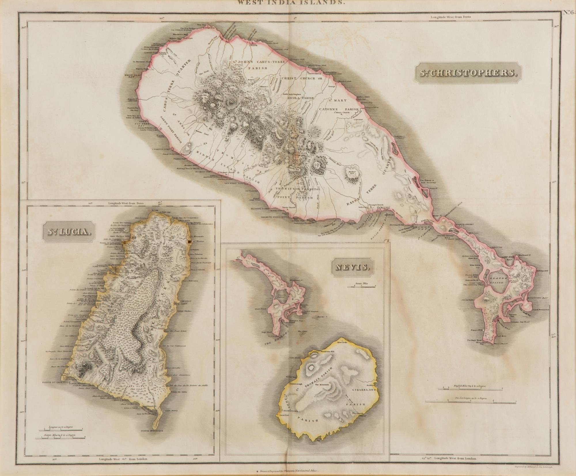 A Pair of Engraved Maps of West Indies Islands by Kirkwood and Son of Edinburgh — 19TH CENTURY