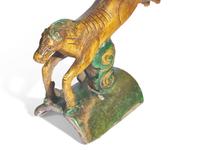 A Pair of Chinese Sancai Glazed Pottery 'Horse' Rooftiles
