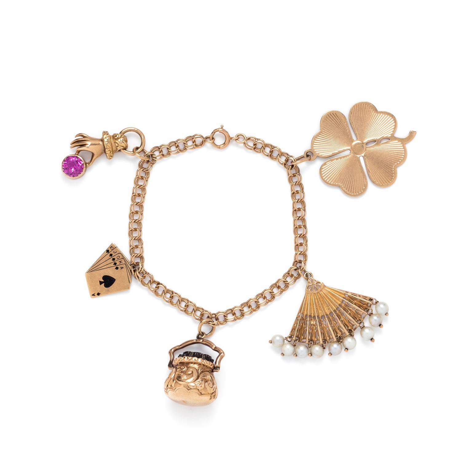 YELLOW GOLD CHARM BRACELET