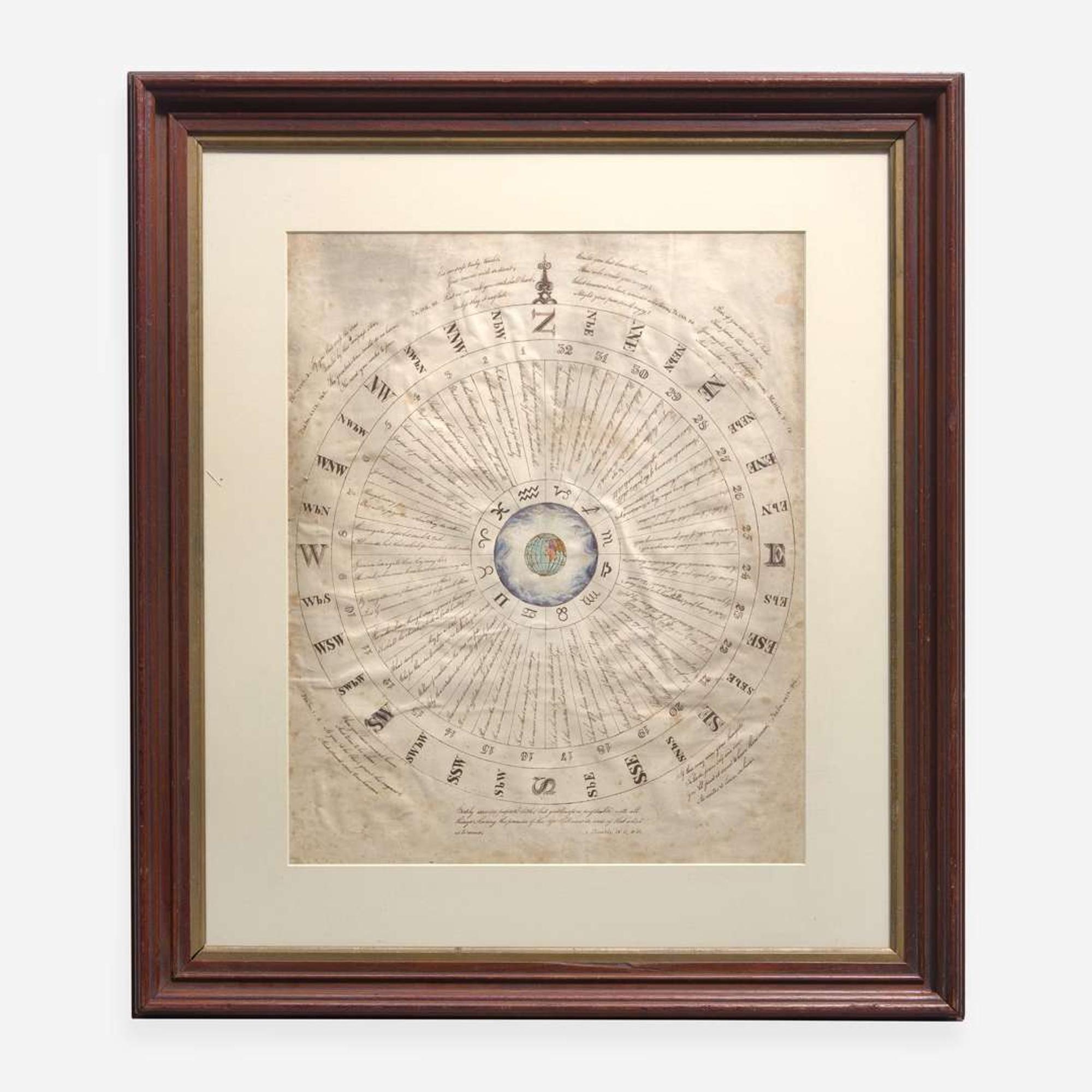 American School 19th century Two Works of Navigational Spiritual Guidance: A Nautical Cut-Work Picture and A Moral Compass for Seaman