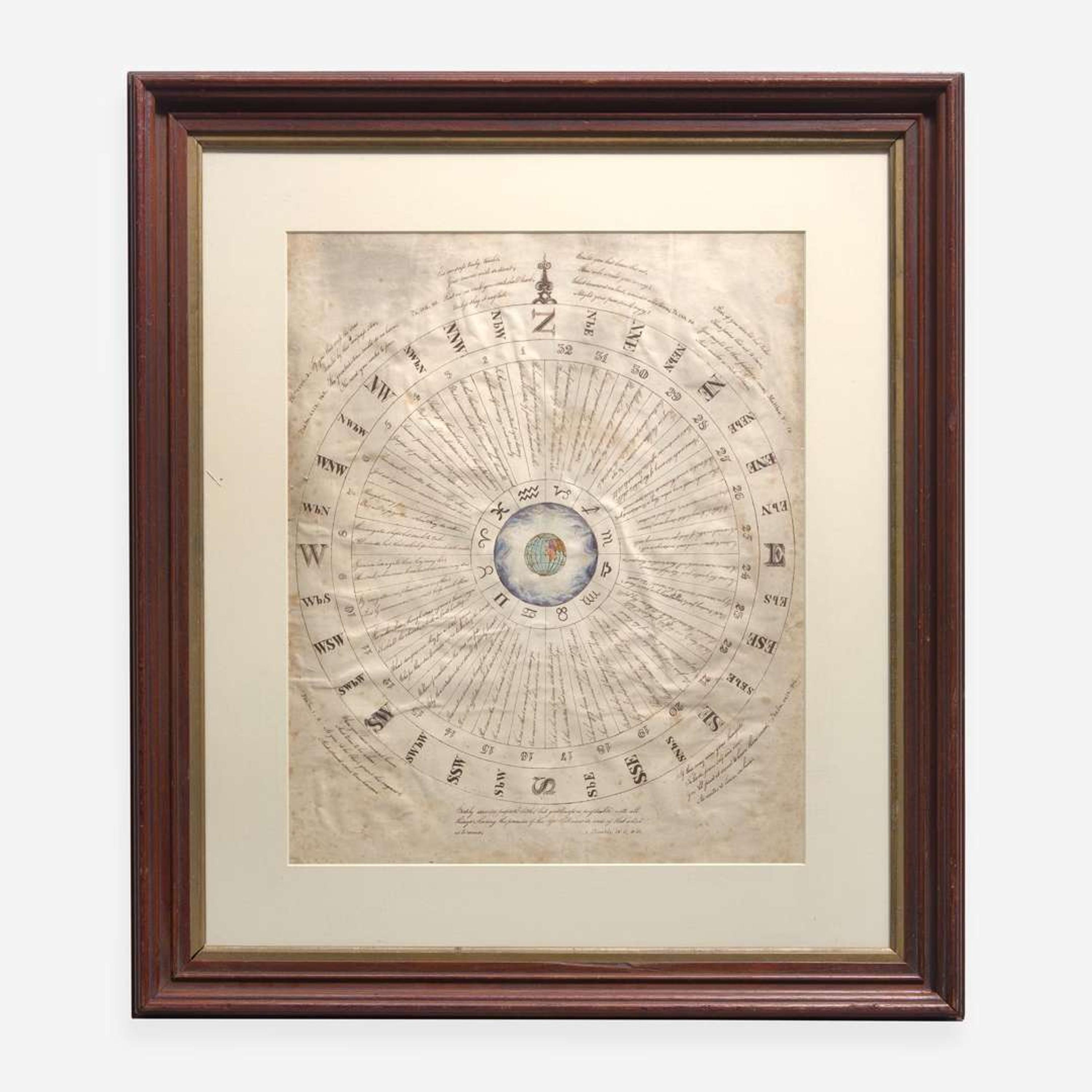 American School 19th century Two Works of Navigational Spiritual Guidance: A Nautical Cut-Work Picture and A Moral Compass for Seaman