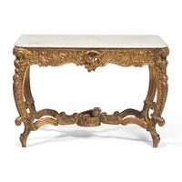 A Baroque Giltwood and Marble-Top Console Table