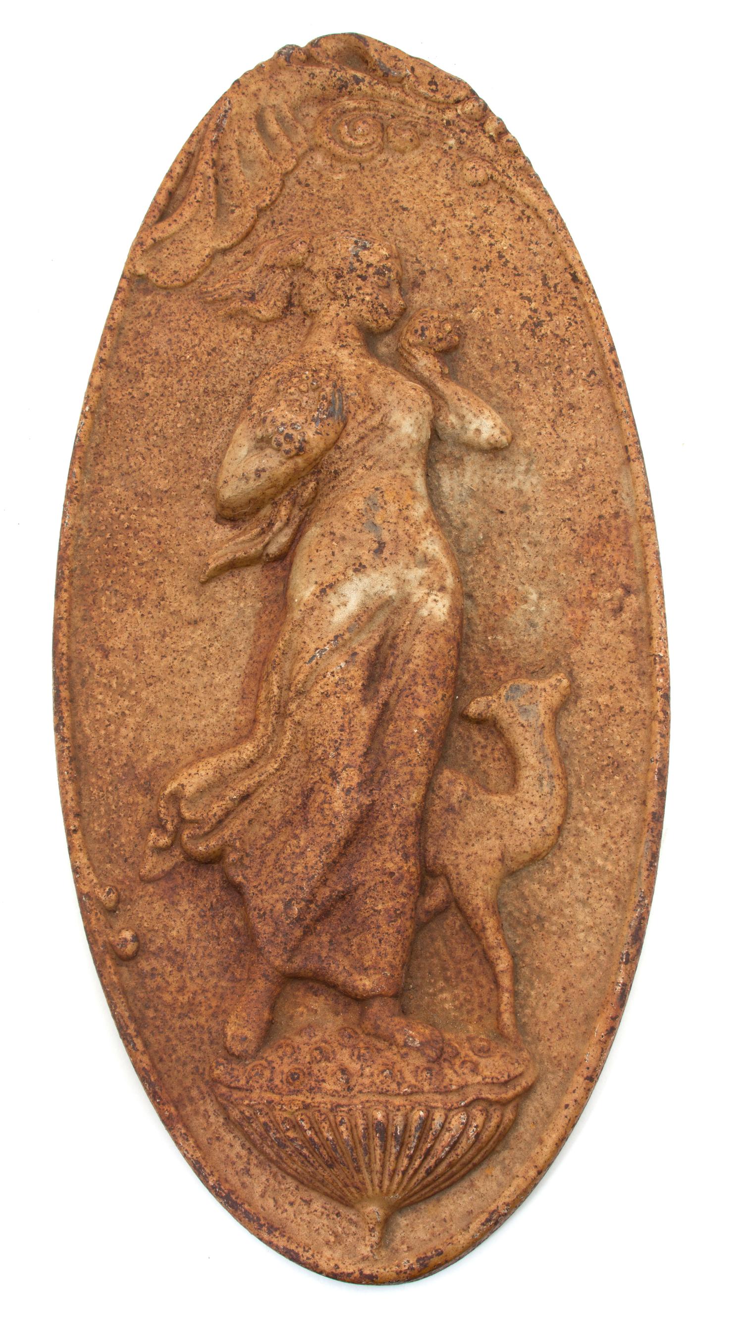 A French Molded Iron Oval Plaque Height 19 x width 9 inches. — 19TH CENTURY
