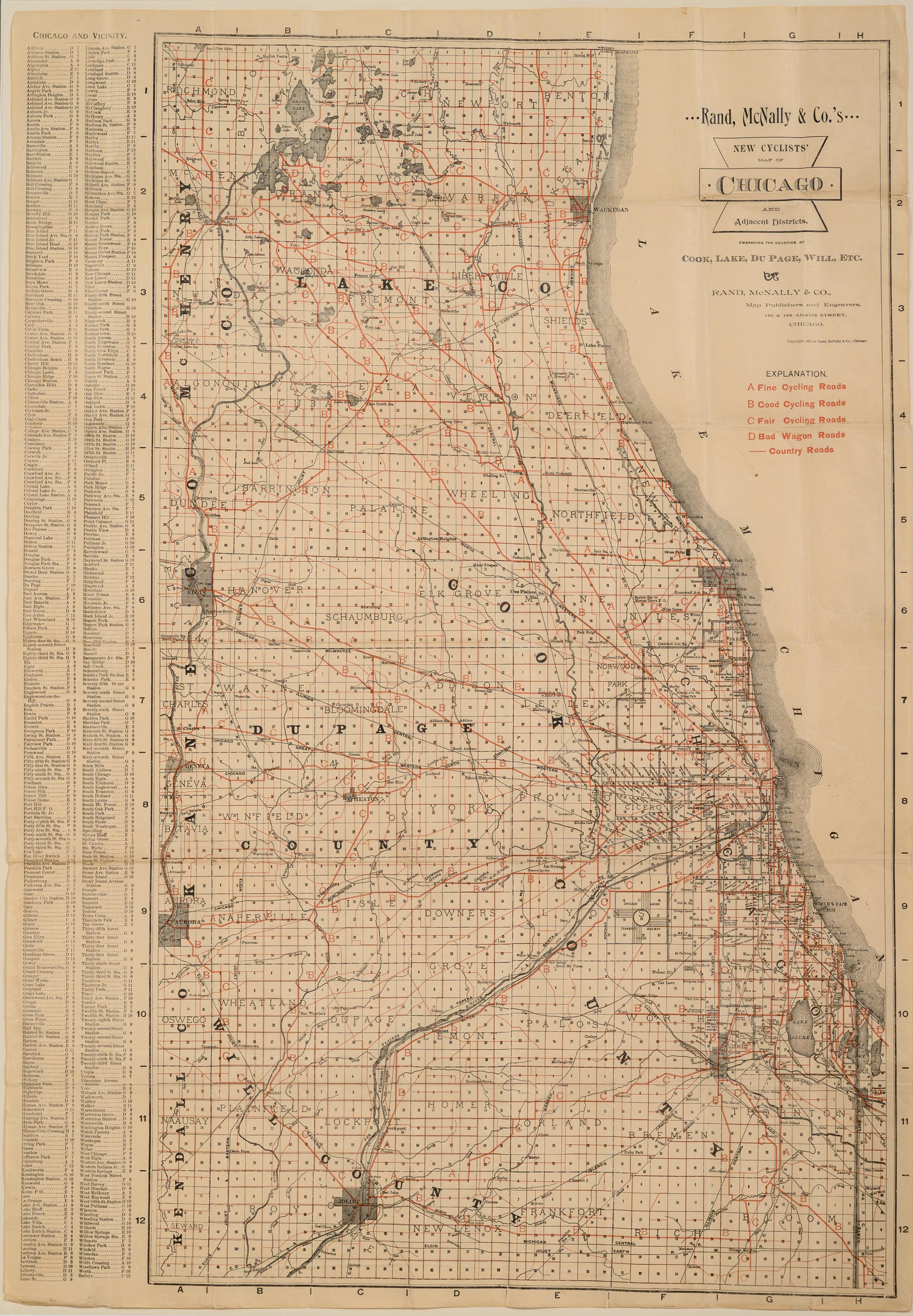 [CHICAGO] -- New Cyclists' Map of Chicago. Chicago: Rand, McNally & Co., 1896.