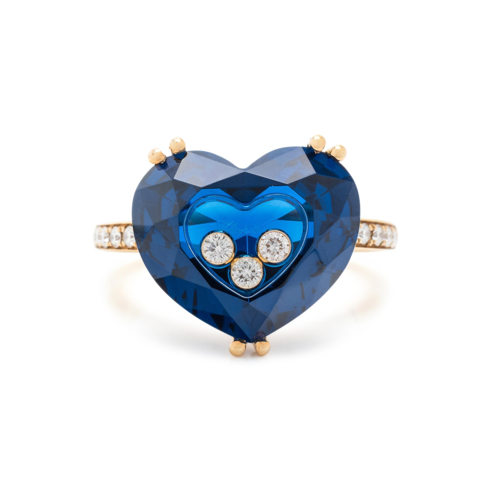 CHOPARD, DIAMOND AND BLUE CRYSTAL 'HAPPY DIAMONDS' RING