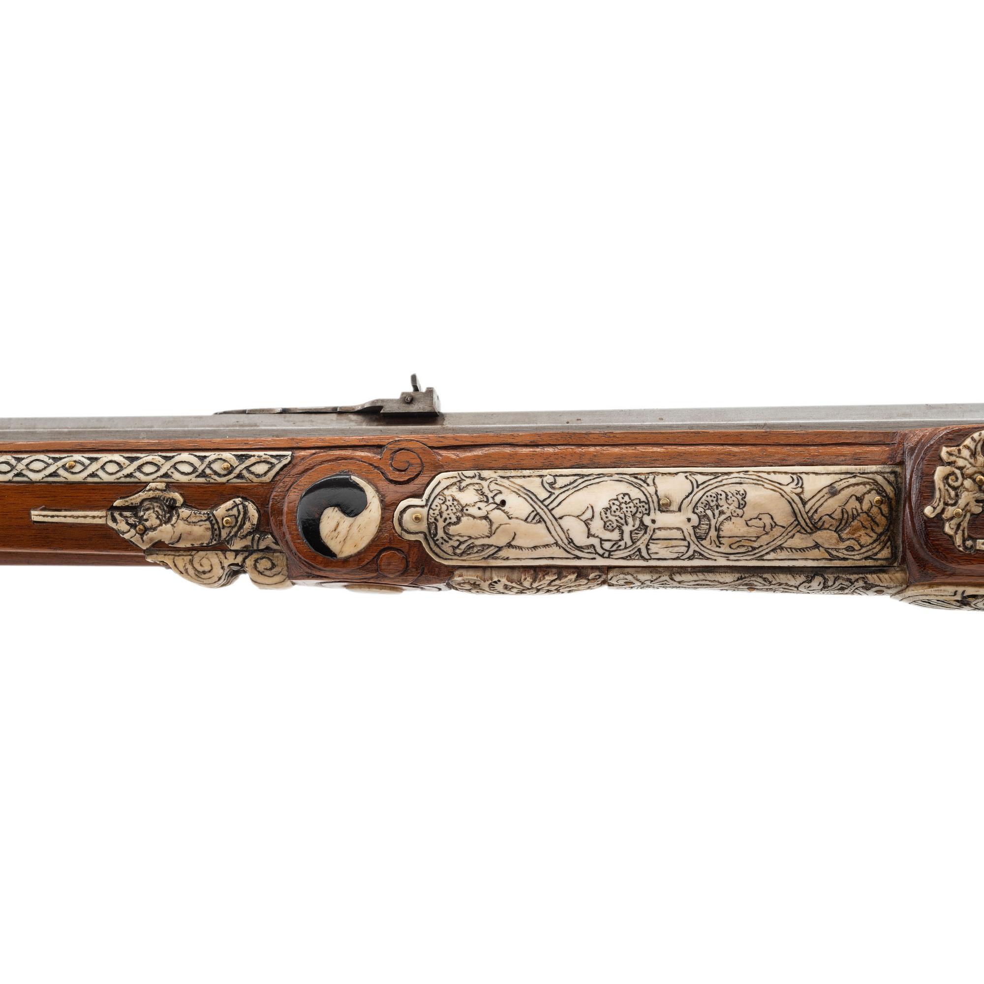 Contemporary Snaphance Rifle with Heavily Decorated Inlays by John B. Derrick (American, b.1936)