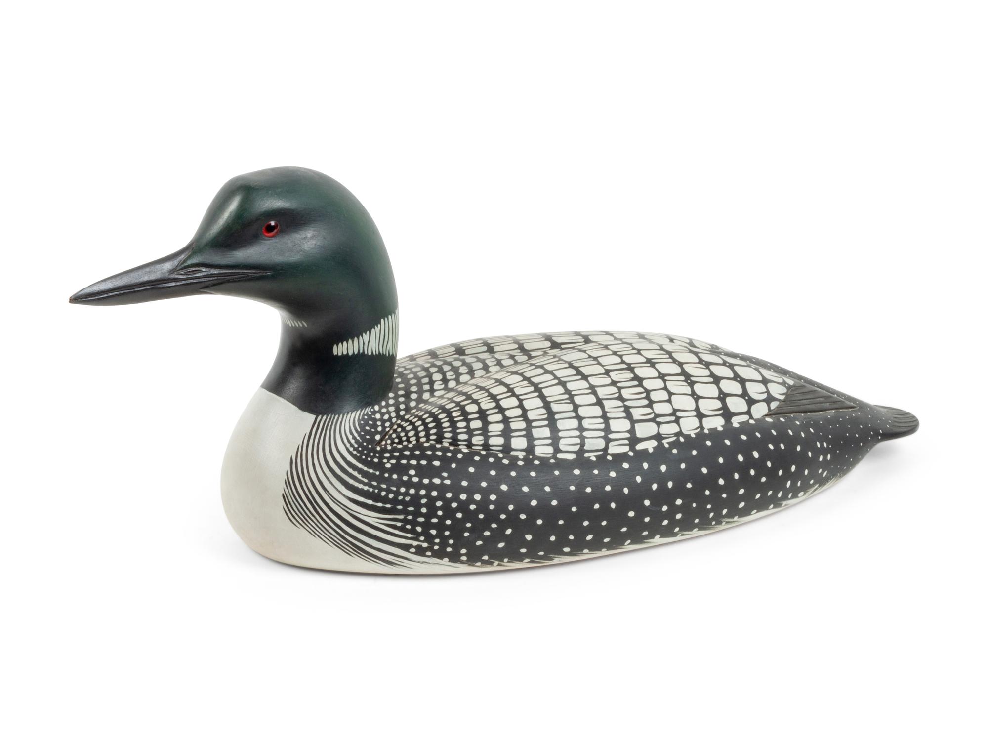 Carved Wood and Polychrome Painted Loon Decoy, 1988