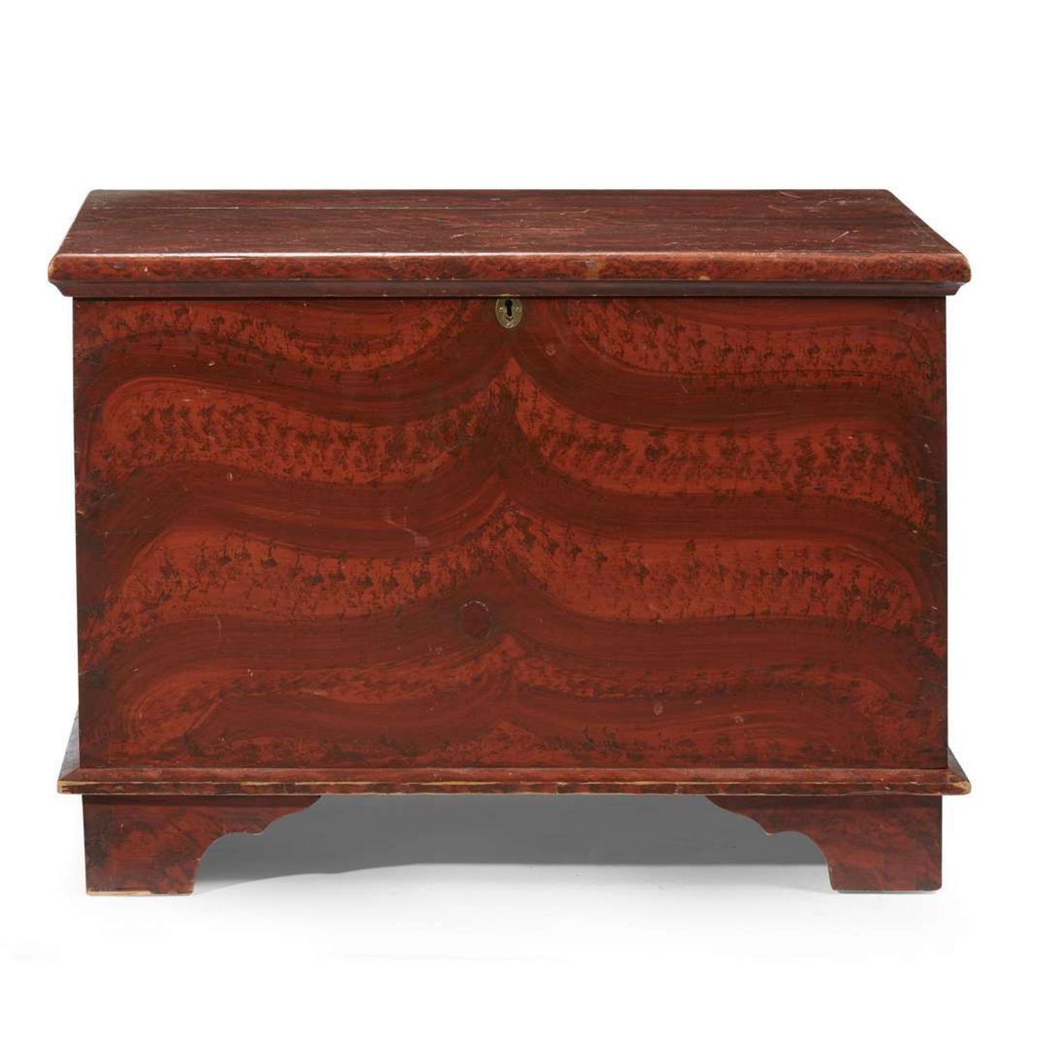 Small painted and faux-grained blanket chest Probably Pennsylvania, circa 1830