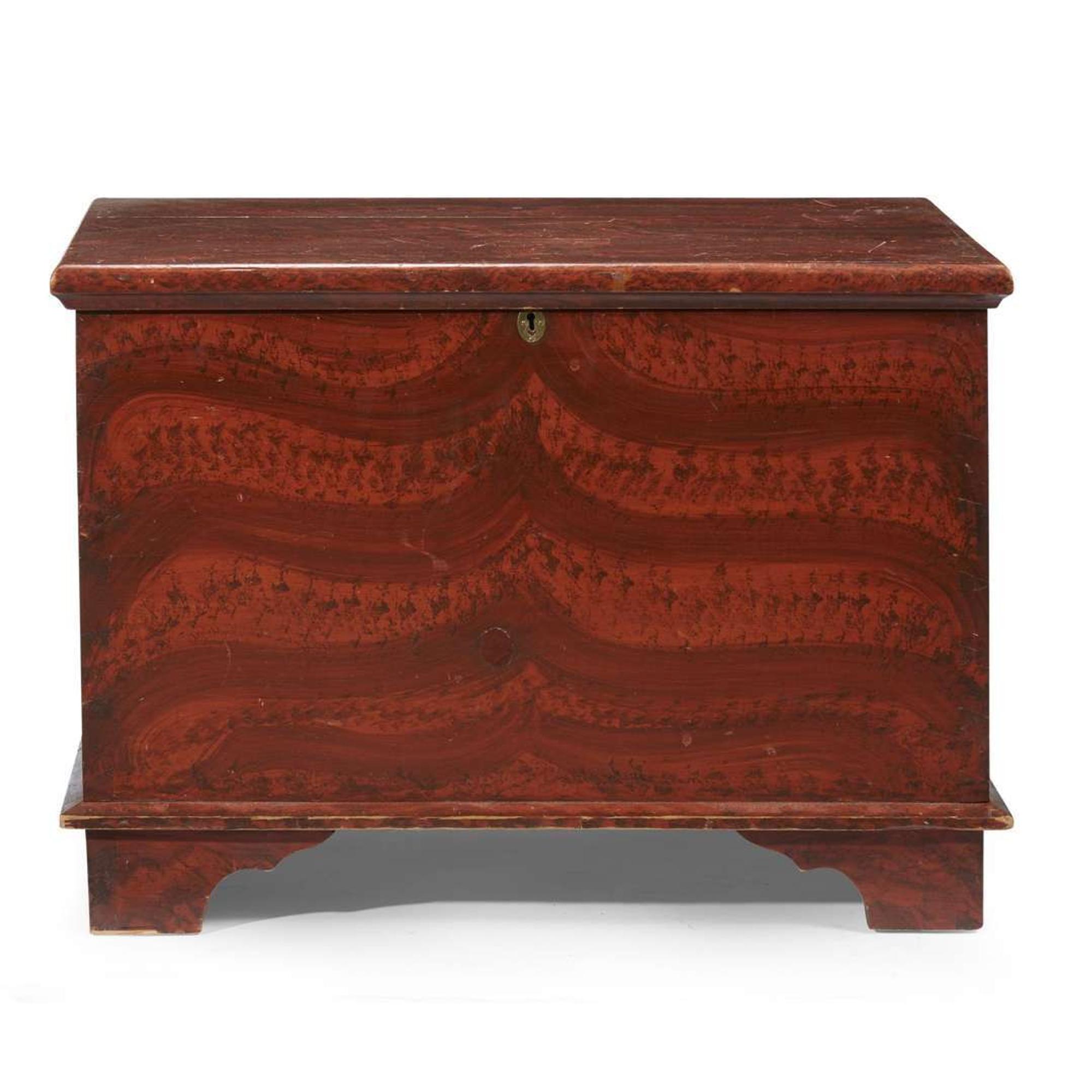 Small painted and faux-grained blanket chest Probably Pennsylvania, circa 1830