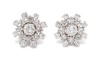 A Pair of White Gold and Diamond Stud Earrings and Cluster Jackets, 3.60 dwts.