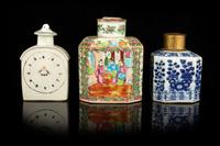 Three Chinese Export Porcelain Tea Caddies