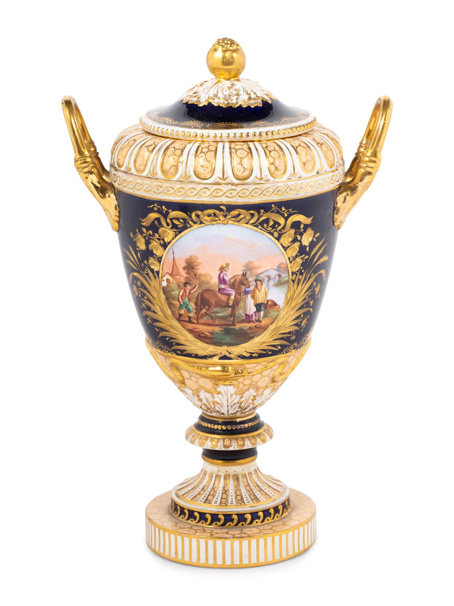 A Continental Porcelain Lidded Vase