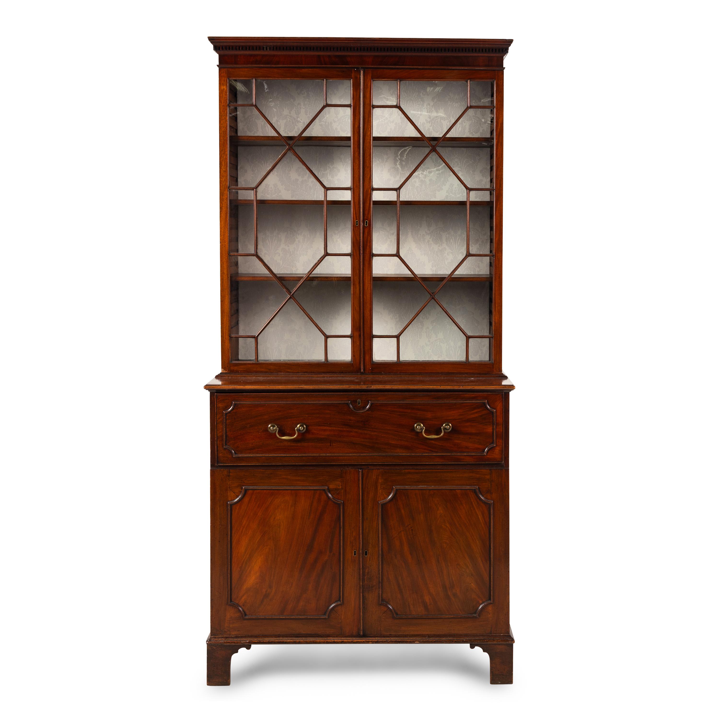 A George III Mahogany Bureau Bookcase