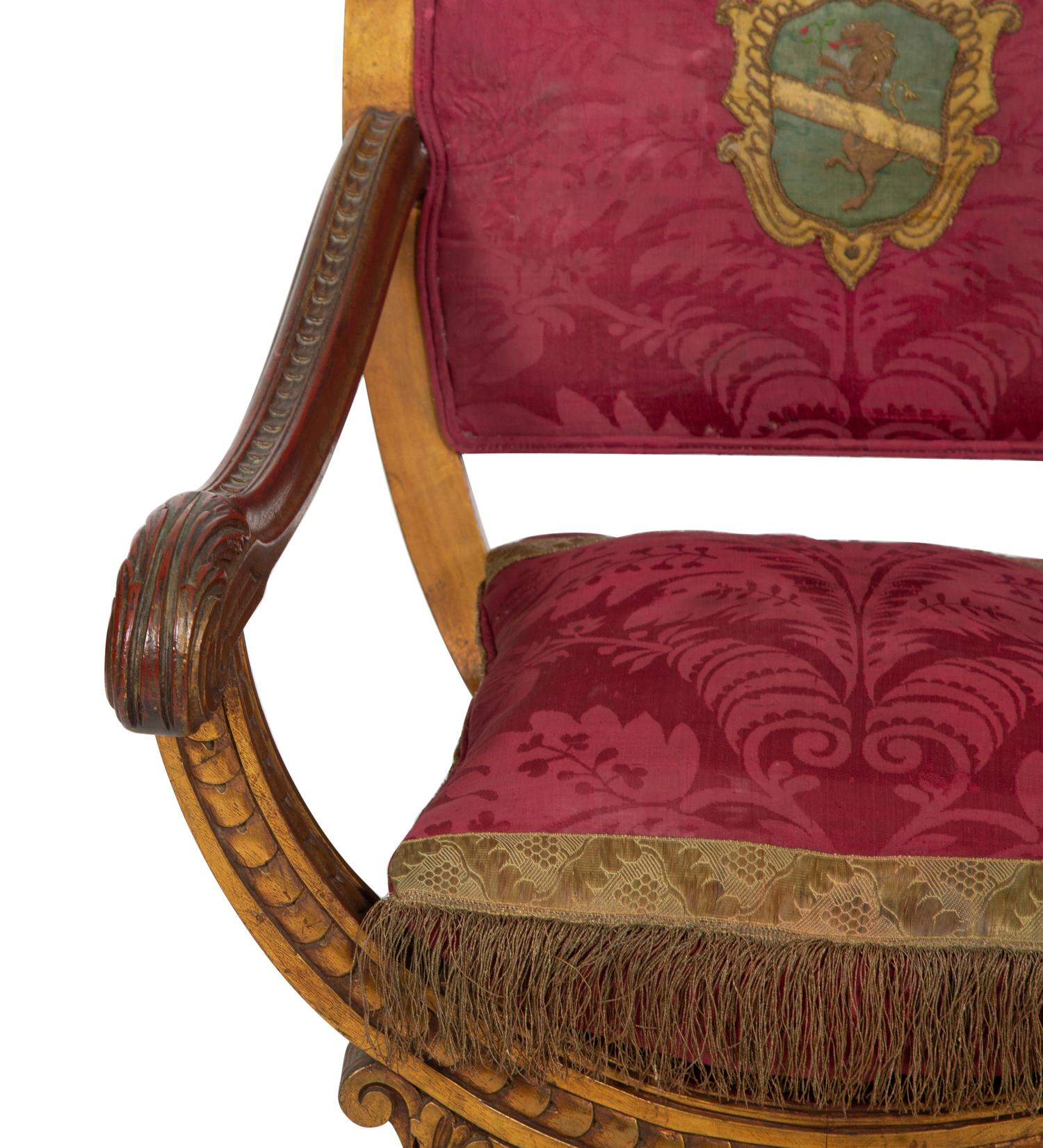 An Italian Giltwood Savonarola Armchair