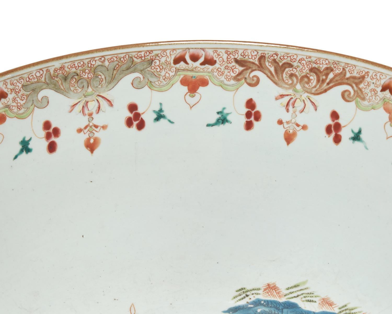A Chinese Export Porcelain Famille Rose Punch Bowl