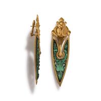 YELLOW GOLD, COPPER AND RUBY EARCLIPS