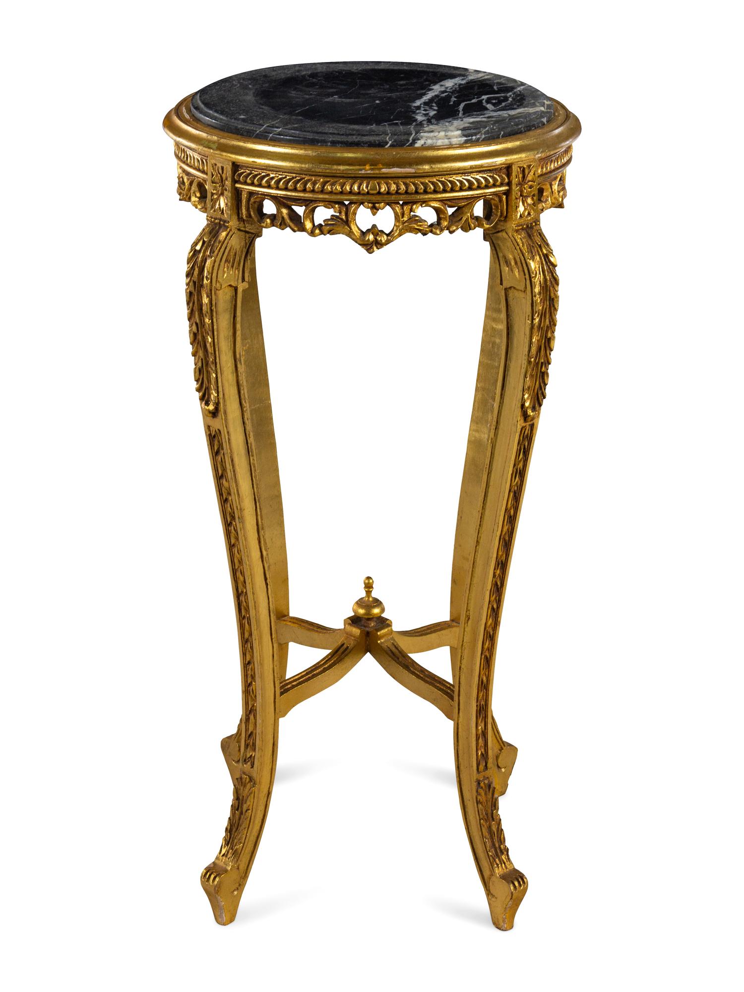 A Louis XVI Style Giltwood Marble-Top Jardinière Stand