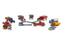 Ten Tin and Pressed Steel Toy Trucks and Wagons