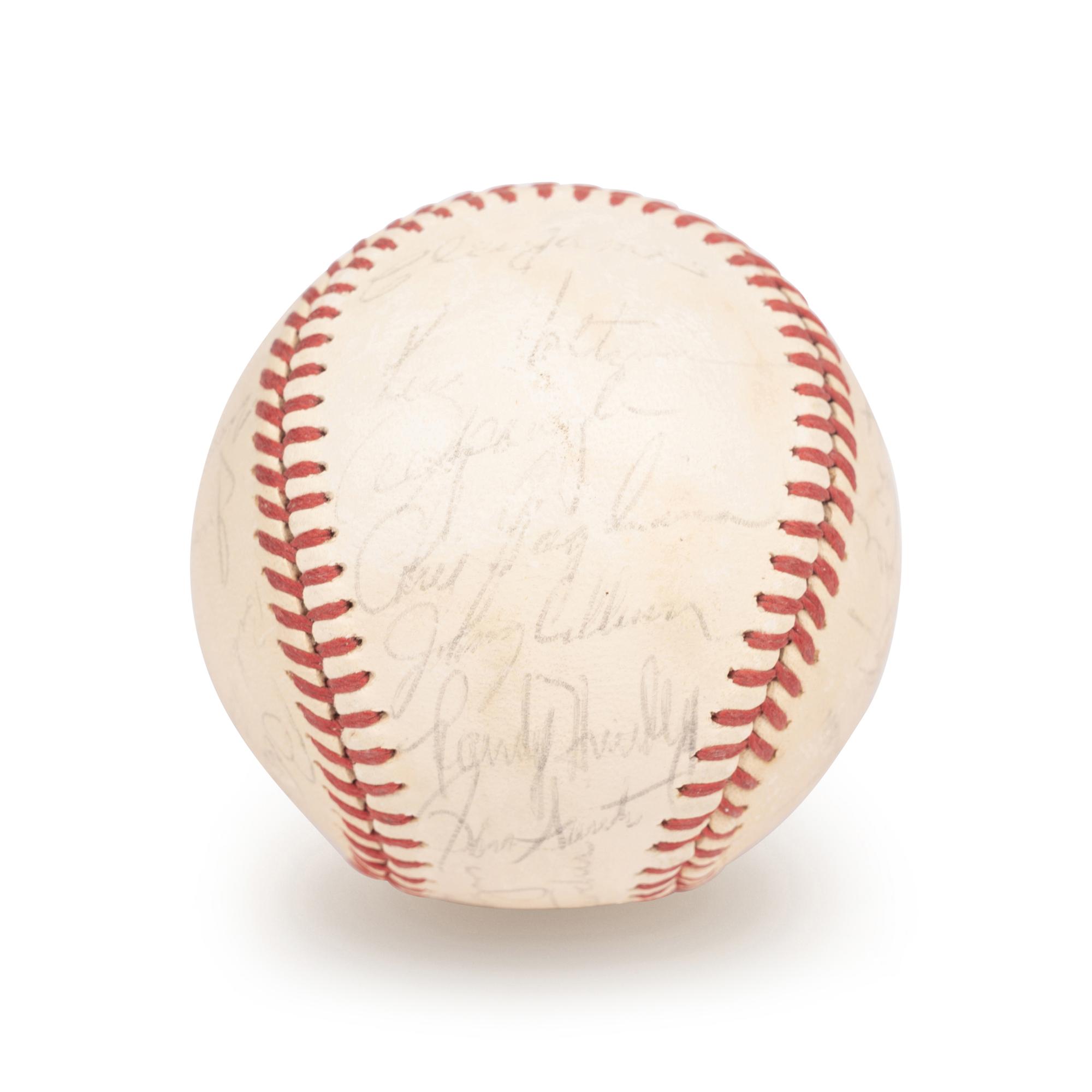 A 1970 Chicago Cubs Team Signed Autograph Baseball Including Ernie Banks, Leo Durocher, Bill Williams, Fergie Jenkins and Ron Santo (Beckett Authentication Services Letter BAS Certified),