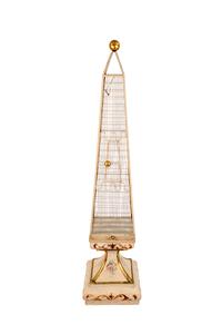 A Regency Style Painted and Wirework Obelisk-form Birdcage — 20TH CENTURY