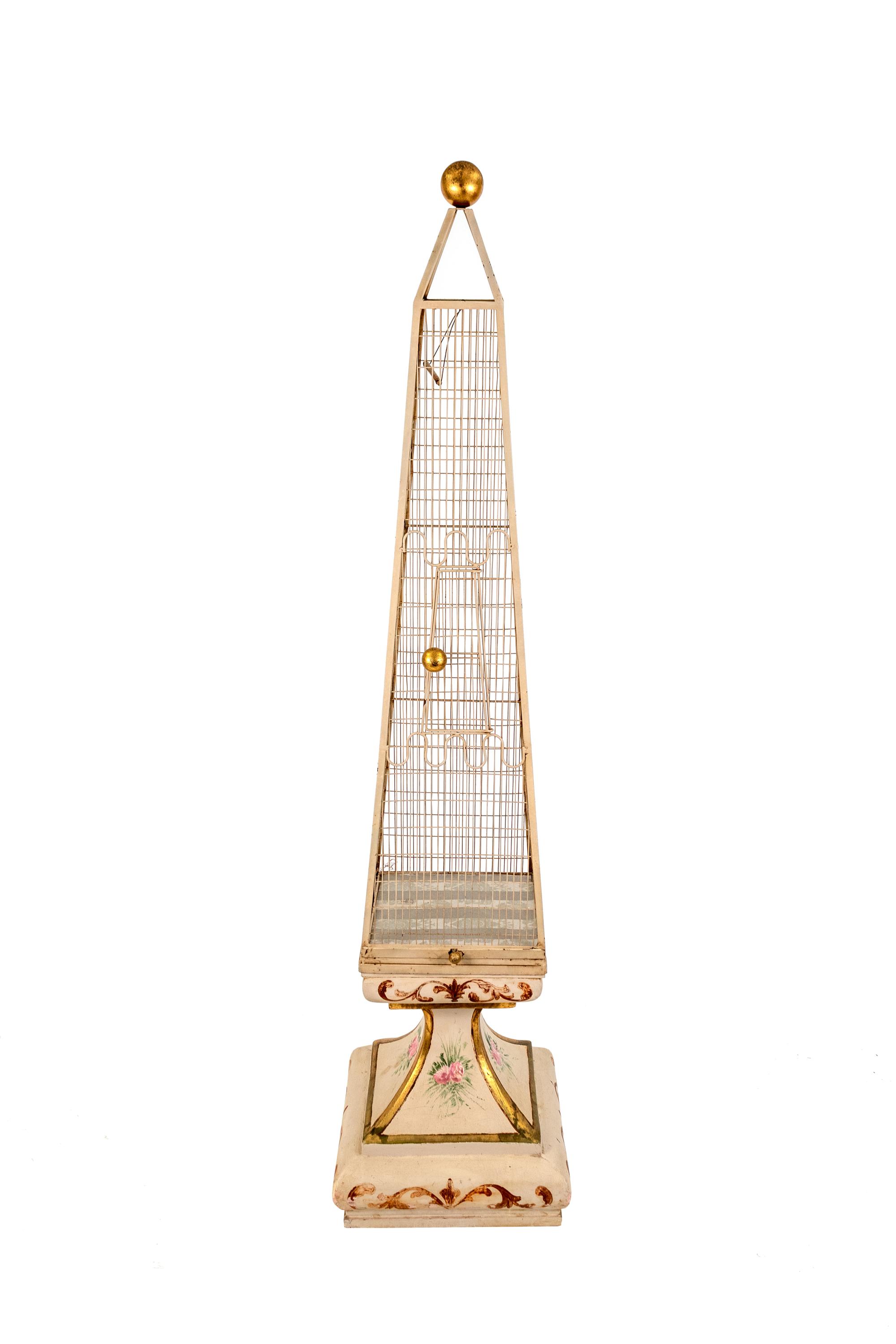 A Regency Style Painted and Wirework Obelisk-form Birdcage — 20TH CENTURY