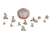 Polychrome Pottery Figures and Seed Jar