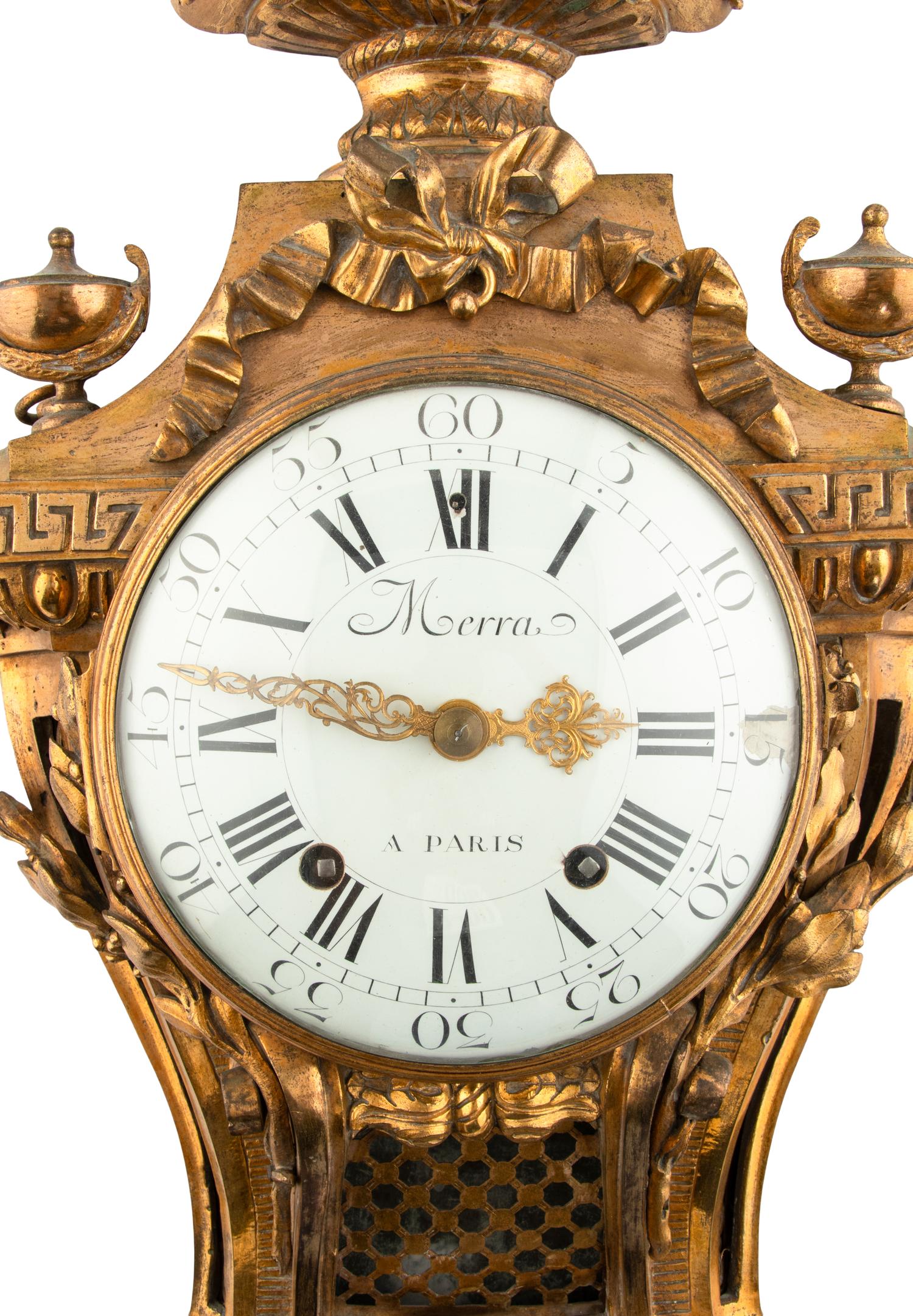A Louis XVI Style Gilt Bronze Cartel Clock