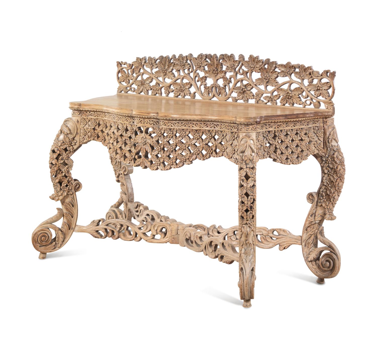 An Indian Pierce Carved Console Table