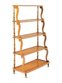 A Charles X Bois Citronnier and Amaranth Line-Inlaid Étagère