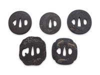 Five Inlaid Iron Tsuba
