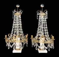 A Pair of Continental Neoclassical Style Gilt-Metal and Marble Candelabra — 19TH CENTURY
