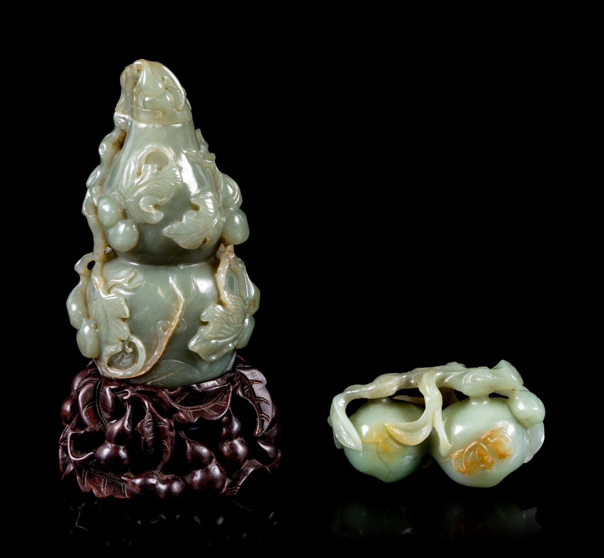 Two Celadon and Russet Jade Articles