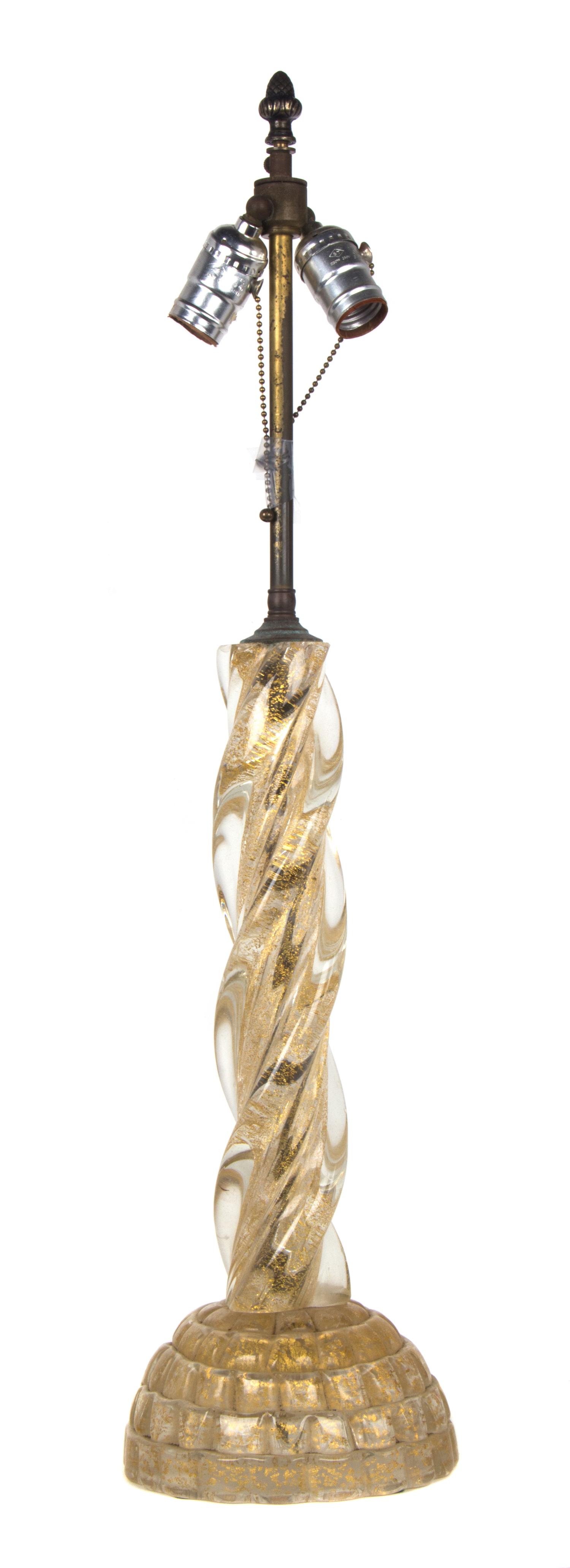 A Pair of Venetian Glass Table Lamps Height 29 inches.
