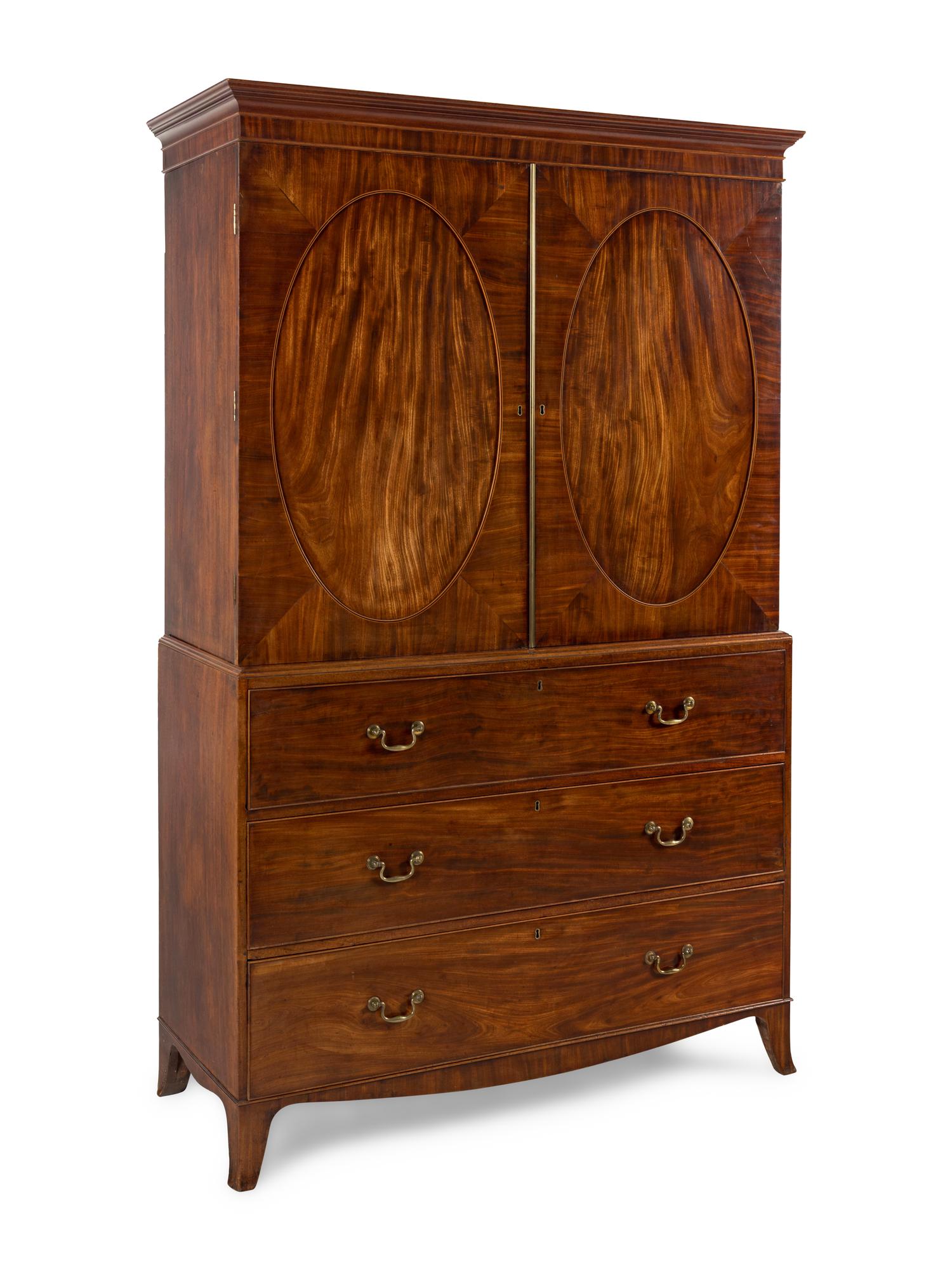 A George III Mahogany Bureau Cabinet