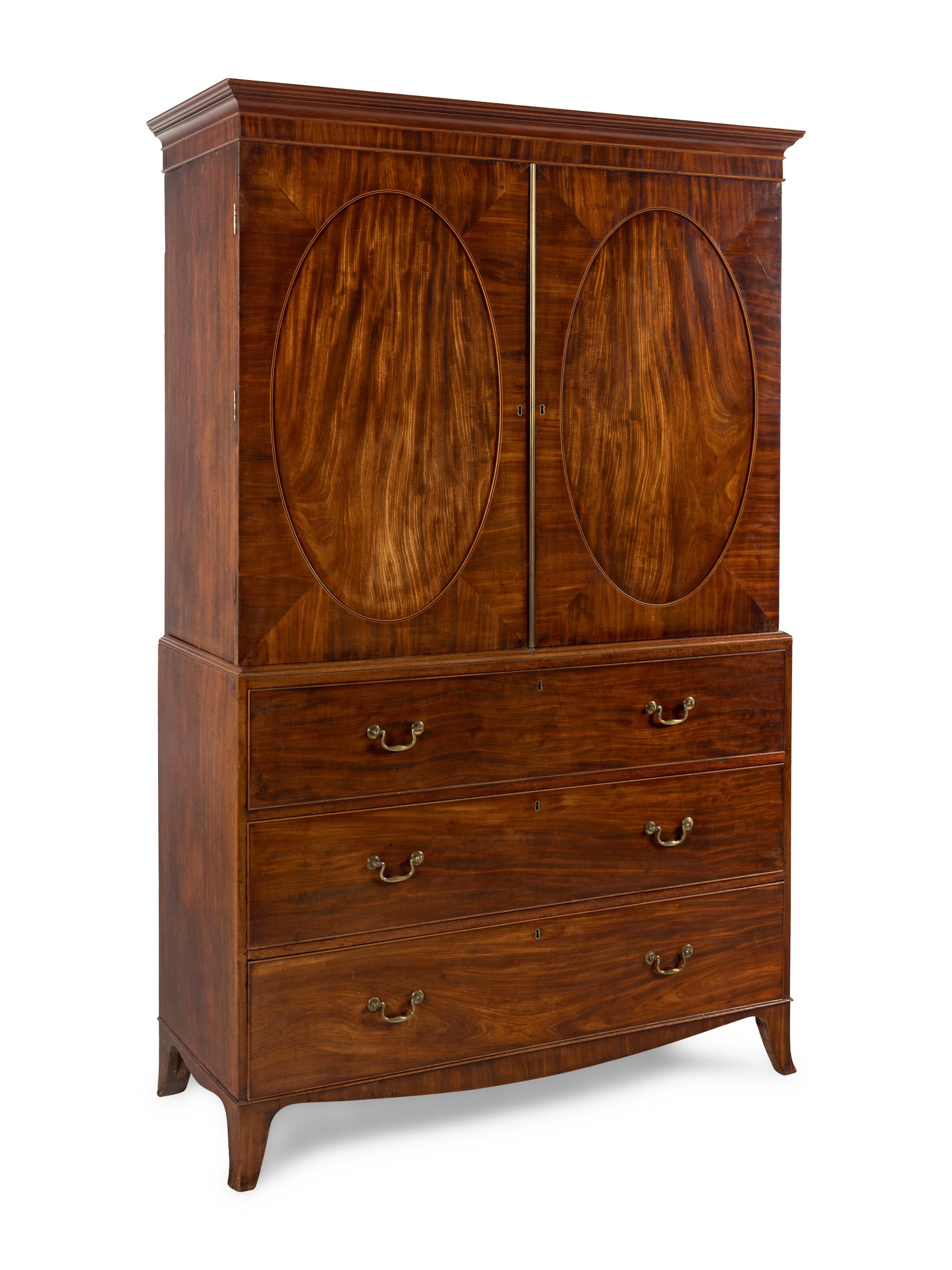 A George III Mahogany Bureau Cabinet