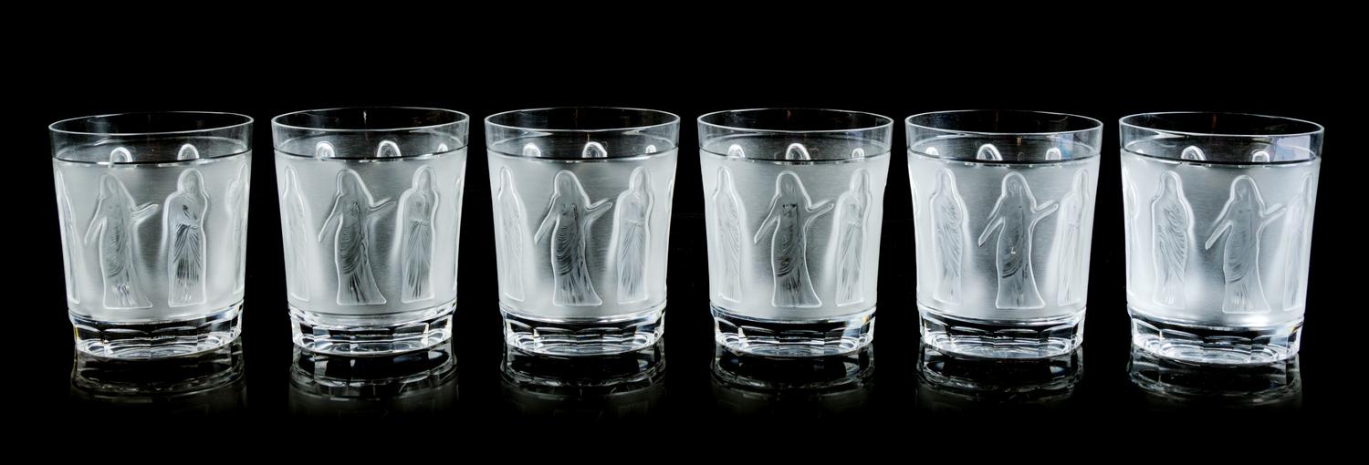 Lalique, France, 20th Century, Set of Six Glasses