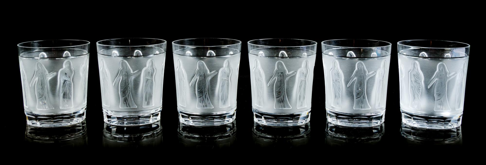 Lalique, France, 20th Century, Set of Six Glasses